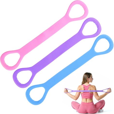 3 Pièces Bande de Résistance avec Poignées, Bande de Résistances 8 pour Bras, Bandes de Résistance pour Femme, pour Yoga, Gym, Fitness, 8 Mots élastiques pour Bras et épaules (1/5)