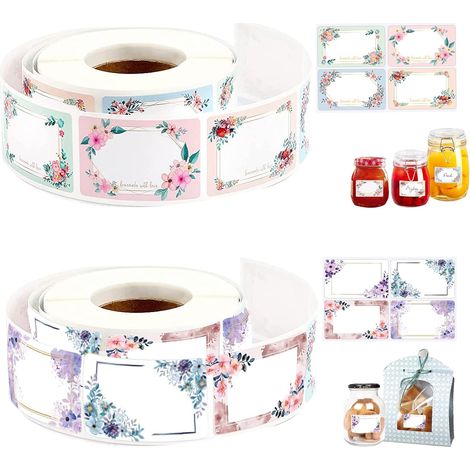 Étiquettes autocollantes de rangement, 2 rouleaux, 5 x 3 cm, étiquettes ménagères pour bocaux, boulangerie, bouteilles, sacs cadeaux, livres (1/5)