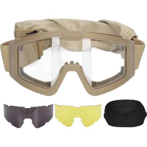 Lunettes de protection UV détachables, résistantes aux chocs, monture épaisse pour camping et vélo, cadre kaki (1/5)