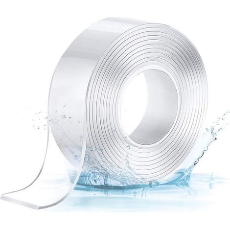 Nano Tape, doppelseitiges Klebeband, multifunktional, rutschfest, transparent, spurlos, waschbar, wiederverwendbar, für Zuhause, 2 mm x 3 cm x 5 m (1/4)