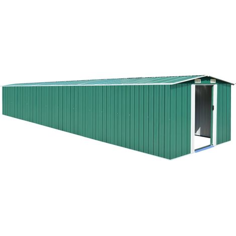 Abri de jardin Cabane de jardin - Vert 257x779x181 cm Acier galvanisé BV351335 - BonneVie (1/5)