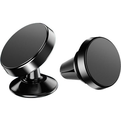 Support Telephone Voiture, porte Téléphone Voiture Universel 360° Rotation, Magnetique portable Aimant Adhésif pour Smartphone, Compatible pour Phones ou appareils GPS-Noir 2PCS (1/2)