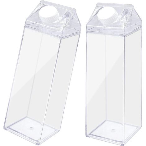 Transparente Milchbox Wasserflasche 500 ml wiederverwendbar Musteraufkleber (1/5)