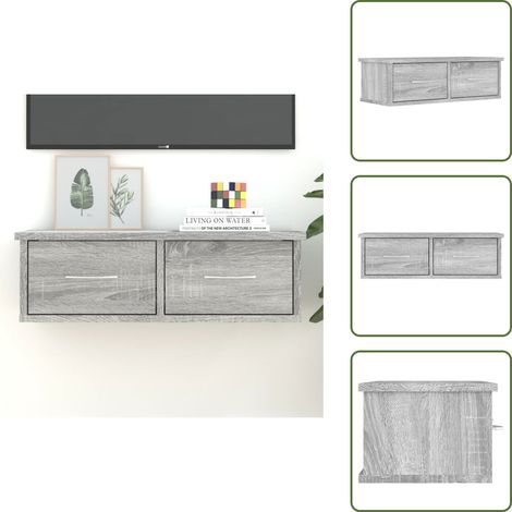Wandschrank Grau Sonoma 60x26x18,5 cm Holzwerkstoff - Wandregal - Regal Grau - Wohnwand - Fernsehschrank - Aufbewahrung (1/5)