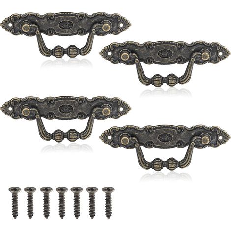 4PCS Poignée Meuble Vintage Bouton de Meuble Poignée Meuble Bronze en Alliage de Zinc avec 8 Vis pour Placard Tiroir Décoration de Meubles (1/5)