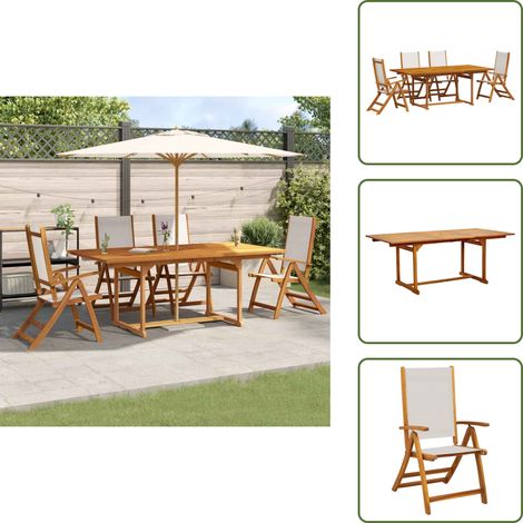 Comedor exterior - vidaXL Juego comedor de jardín 5 pzas madera maciza acacia y textileno - Juego de comedor