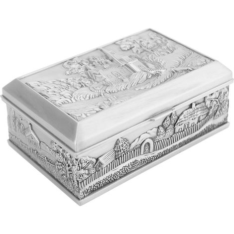 Coffret à bijoux vintage en forme de château, boîte à bijoux antique en alliage de zinc, coffre au trésor pour boucles d'oreilles, bagues et colliers 6105P (1/5)
