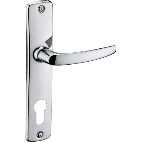 1 - Poignée de Porte - Cylindre - Acier Embouti - Entraxe 165 mm - Carré 7 mm - Porte d&39Entrée - Chromé - Gris