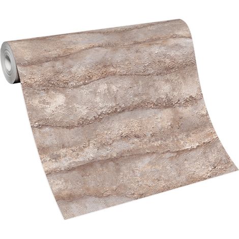 BRICOFLOR Papier Peint fausse pierre et briaue marron Tapisserie effet pierre et brique marron Papier Peint intissé pour cuisine, chambre & plus (1/4)