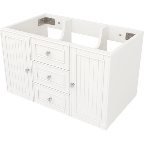 Meuble sous vasque suspendu blanc avec 3 tiroirs - 78,5 x 46 x 46,8 cm pour salle de bain (1/5)