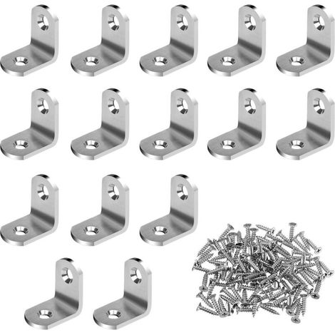 15 supporti a L, staffe di fissaggio in acciaio inox 20x20x2mm con 30 viti per tavolo, sedia, armadio