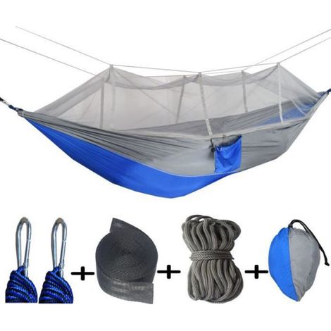 Hamac - - 260x140CM - Durable - Voyage - Bleu + gris