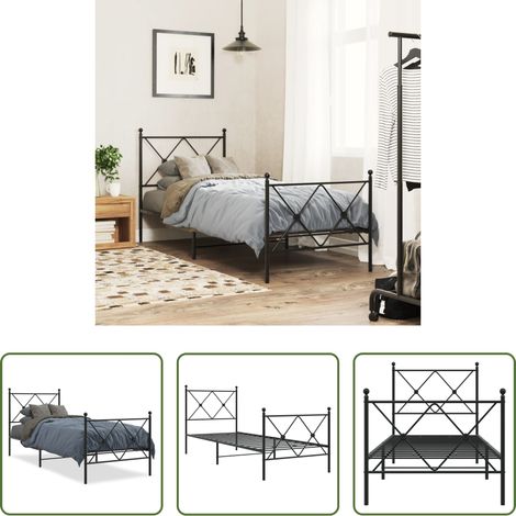 vidaXL Lit métallique - Cadre de lit métal sans matelas avec pied de lit noir 80x200 cm (1/5)