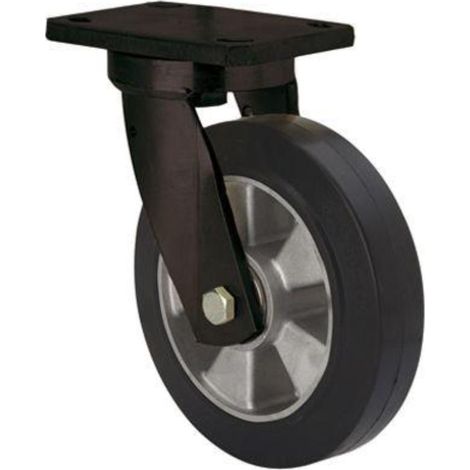 rueda giratora placa 10hlb250h-deb aluminio-goma negra elastica eje bolas (1/2)