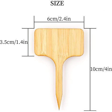 Lot de 30 étiquettes en bambou pour plantes en pot, en bois, de type T, pour jardin et serre - 10 x 6 cm (1/5)