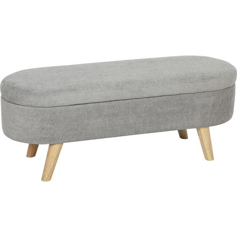 Banquette Dormeval Coffre Rangement Design Scandinave Velours Gris 110 cm
