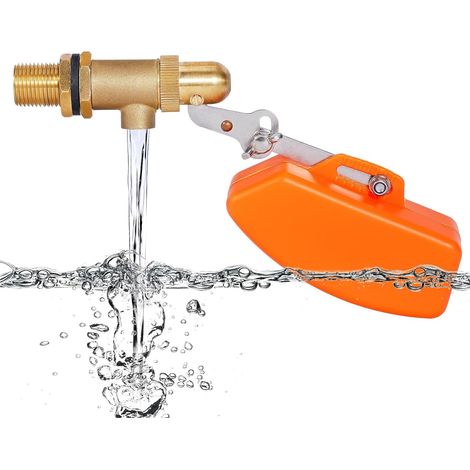 Robinet flotteur en laiton 1/2" - Robinet flotteur automatique pour réservoir d'eau, piscine, abreuvoir, flotteur orange en plastique - Interrupteur à flotteur (1/5)