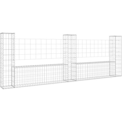 Maison Exclusive - Gabionenkorb U-Form mit 3 Säulen Eisen 260x20x (1/5)