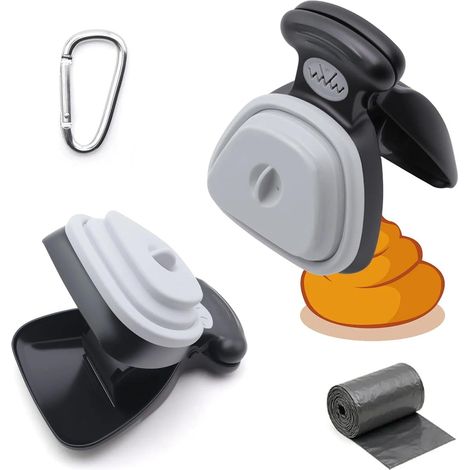 Gris Ramasse Crotte pour Chien avec Sacs à Déchets, Pince a Crotte de Chien Portable, Pelle a Caca Chiens Extensible, aux Petits Chiens, Chats ou Autres Petits Animaux Domestiques (1/5)