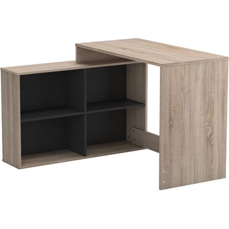 TAVOLO CON SCAFFALI KAPPA - Rovere / Nero