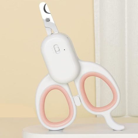 Coupe Griffes pour Chat, Multifonction Coupe-Ongles Professionnels pour Chiot & Petit Animal, Ciseaux Acier Inoxydable, Équipé d'une lumière LED Haute luminosité et d'une lumière UV (Rose) 1000 pcs (1/5)