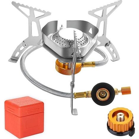 Hornillo de gas para camping，Hornillo de camping，3500 W，con encendido piezoeléctrico，plegable y resistente al viento (1/5)