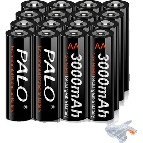 Batería recargable AA, capacidad de 3000 mAh, tecnología Ni-MH, 1,2 V-b, 16 unidades. (1/2)
