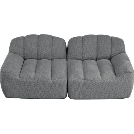 Sofá Modular de 2 Plazas sin Estructura, Forma de Concha, Asiento Amplio, Fleece Granulado Gris (1/5)