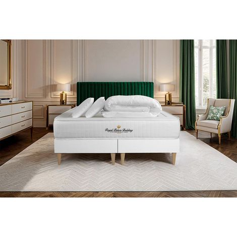 Komplettpaket Bett - Matratze 180x200 cm + 2 Boxspringbetten (Monoblock) + 2 Kopfkissen + Bettdecke - Lancaster