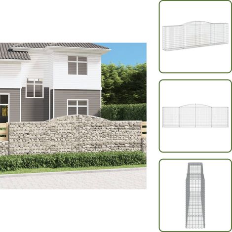 Panier de gabions arqué 400x50x120/140 cm Fer galvanisé - Paniers De Gabions - Mur De Gabions - Clôture Végétale - Décoration Jardin - Barrieres Jardin (1/5)