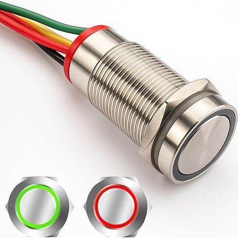 Selbstverriegelnder Berührungsschalter, wasserdicht nach IP68, 3–30 V/3 A Gleichstrom, rote und grüne LED, geeignet für 16-mm-5/8"-Bohrungen (1/5)