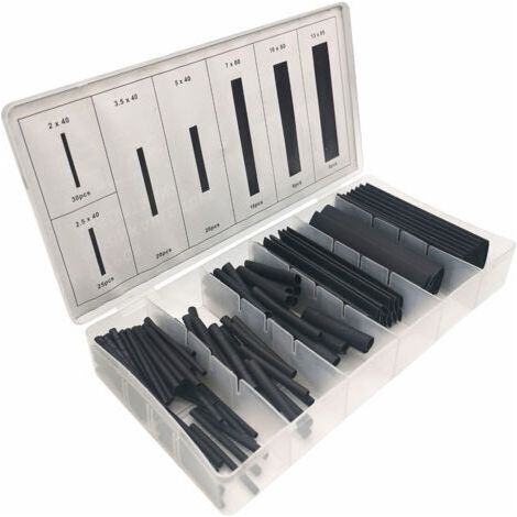 Heat Shrink Tubing Set, 127 Pieces, Various Sizes, Black (1/4)