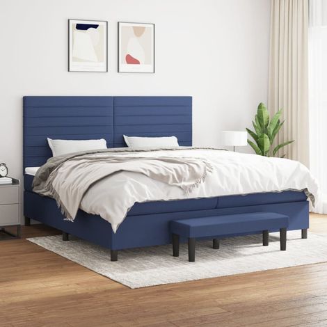 Boxspringbett mit Matratze Blau 200x200 cm Stoff (1/5)