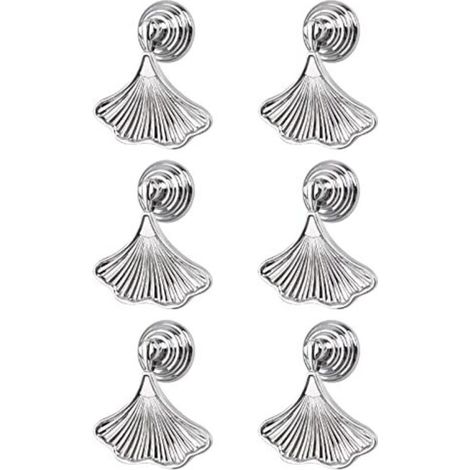 Ginkgo set with 6 silver, leaf-shaped handles and a teardrop-shaped pendant (1/5)