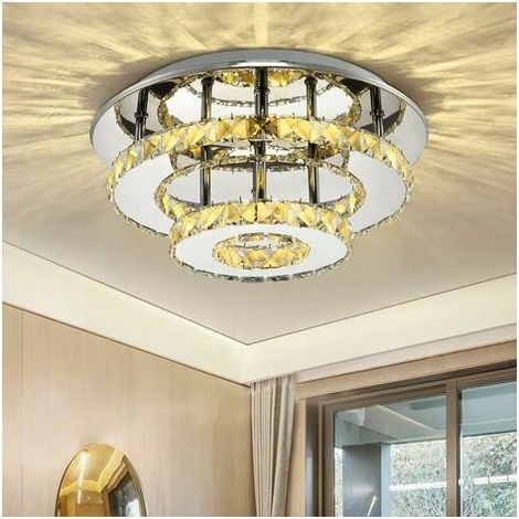 LED Crystal Ceiling Light, Modern Design Crystal Ceiling Chandelier, Lighting for Bedroom Living Room Balcony Corridor, 36w Ø30cm × H15cm Warm White(3000-4000k) (1/5)
