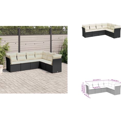 6-tlg. Garten-Sofagarnitur mit Kissen Schwarz Poly Rattan - Gartenmöbel - Sofa Set - Rattan Möbel - Outdoor Sofa - Lounge Set (1/3)