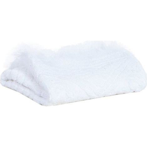 Serviette d'Invité Coloris Snow en Jacquard Dense Motif Tissé et Ciselé avec Franges - PANGIVO (1/5)