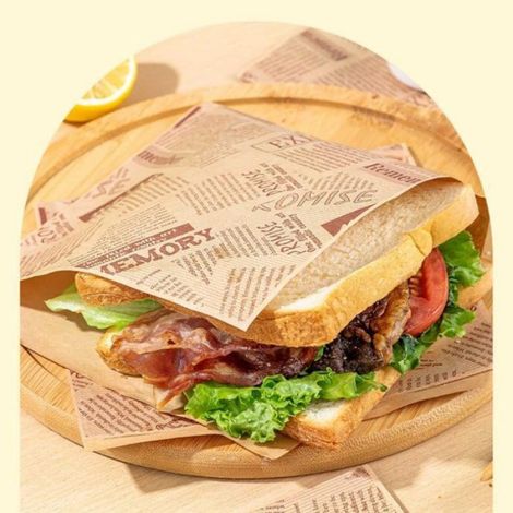 Papier d’emballage alimentaire anti-graisse 15 x 15 cm, lot de 100 feuilles carrées pour burgers et sandwiches (1/4)