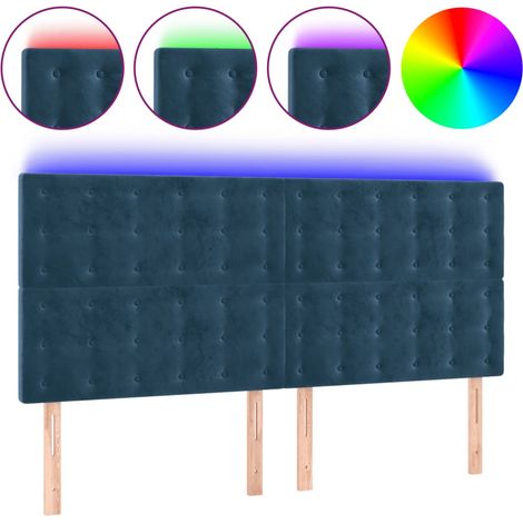 Tête de lit,Panneau décoratif à LED Bleu foncé 180x5x118/128 cm Velours CFW2455820 (1/5)
