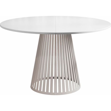 Mesa Prudentia, Blanco + Cachemira, 76x0x0cm, Alargamiento, Aglomerado laminado, Metal