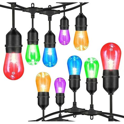 Trade Shop - KETTE 10 STÜCK E27 LED BUNTE LAMPEN BLAU ROT GELB GRÜN LILA FÜR KETTENLICHT - (1/5)