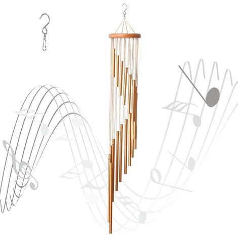 1 Carillon éolien, 18 tubes, aluminium et bois, 72 cm, jardin, terrasse, balcon (1/5)