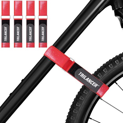 4PCs Sangles Réglables avec Revêtement Antidérapant pour Stabiliser Les Vélos avec Système Scratch pour Support à Vélo sur Voiture et Râtelier à Vélo,pour Transport (1/5)