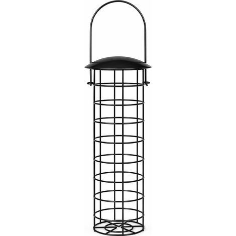 Mangeoire Oiseaux extérieur – Noir – 27 cm – pour Boules de Graisse – Métal résistant aux intempéries – Flamingo (1/5)