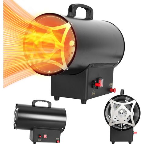Jiubiaz Chauffage de chantier gaz 10 kW, boîtier métallique robuste, pour travaux, atelier et locaux techniques, pour entrepôt hangar et maintenance (1/5)