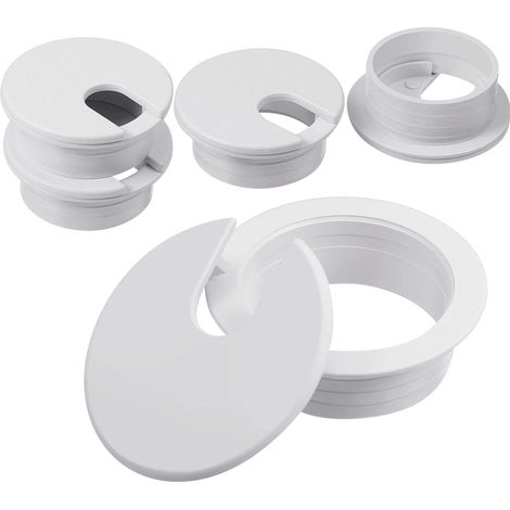 Bureau Blanc Oeillet de Passage pour Câbles 35 mm – Lot de 4 – Organisateur de Câbles Accessoire Table Ordinateur (1/5)