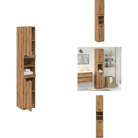 Armoire de bain chêne artisanal 32x34x188,5cm bois d'ingénierie - Armoire De Salle De Bain - Armoires De Salle De Bain - Armoire De Rangement De Salle De Bain - Meuble De Bain (1/5)