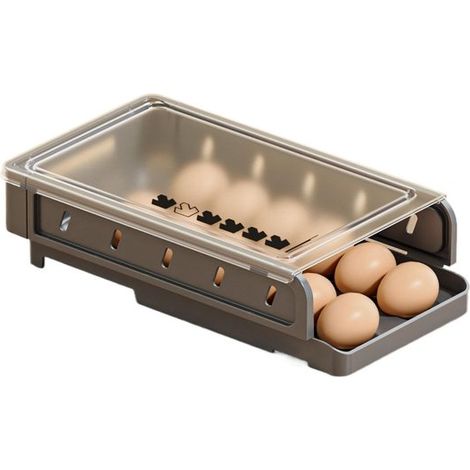 Porte-œufs extensible/distributeur d'œufs pour réfrigérateur, organisation de la cuisine, enfournement automatique des œufs, pour 14 blancs d'œufs (1/5)