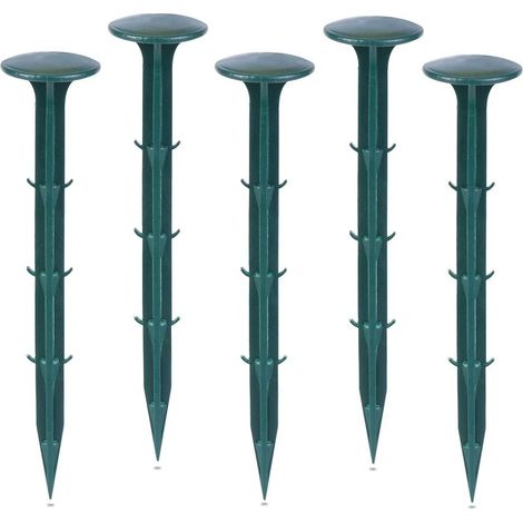 Piquets de jardin en plastique pour fixer la toile de paillage, protection UV (100 pièces, vert) (1/5)