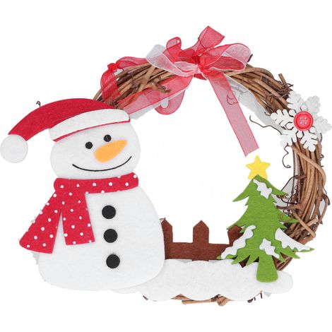 Couronne de Porte de Noël en PVC avec Bonhomme de Neige, Décoration de Guirlande Sans Montage, Résistante au Décollement et Facile à Nettoyer (1/5)